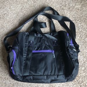 Athleta black and purple gym bag